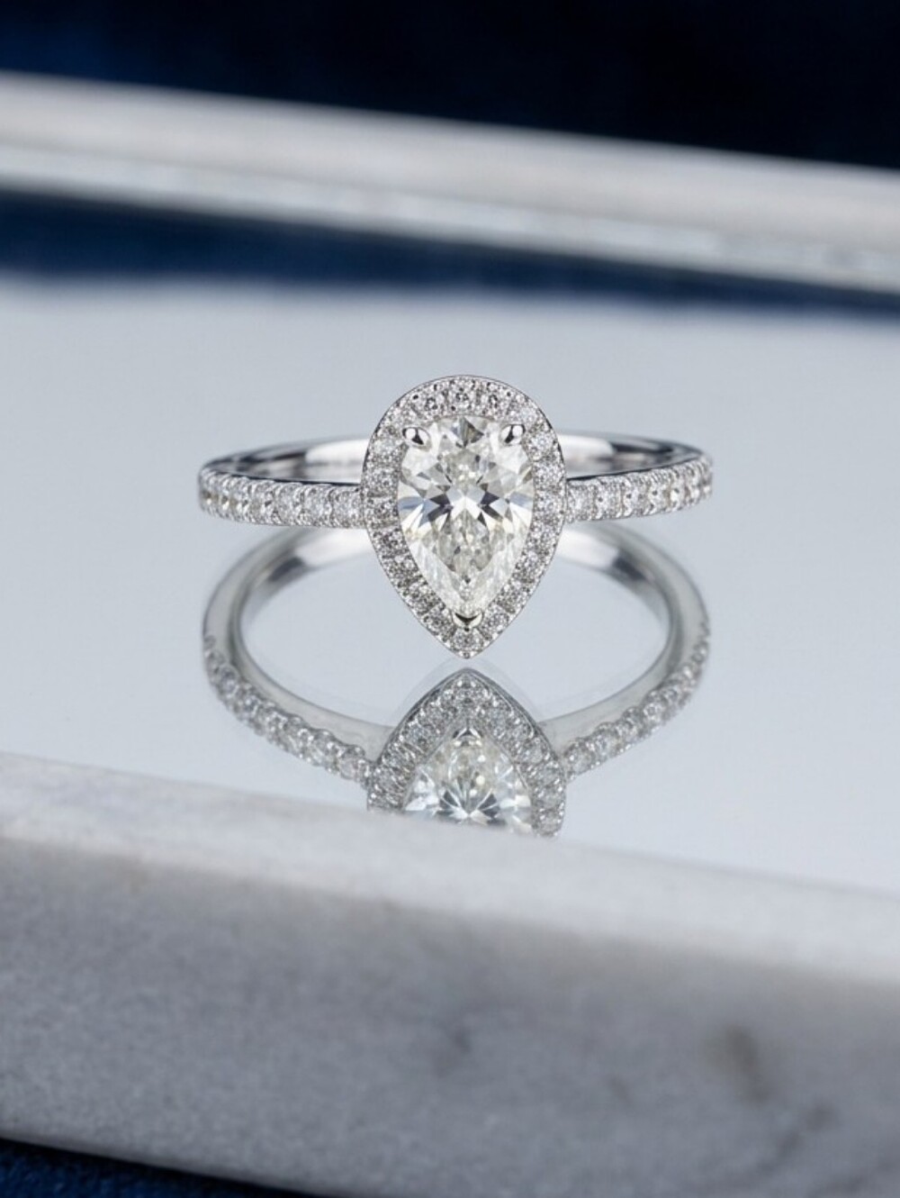 NEW 2Ct. Cubic Zirconia Pear Shaped 925 Sterling Silver Ring